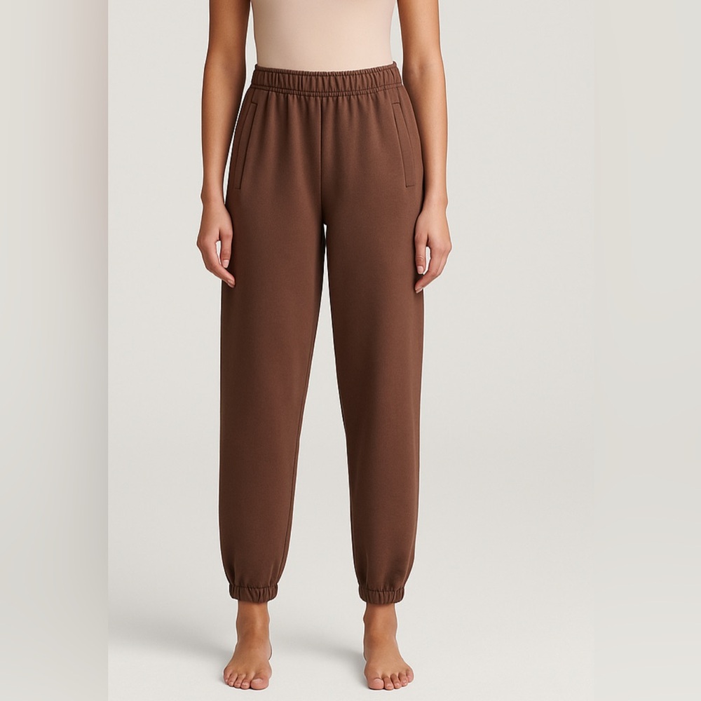 Fashion Nova Women’s Jogger Sweatpants Brown Elastic Waist Pockets Cozy Size S